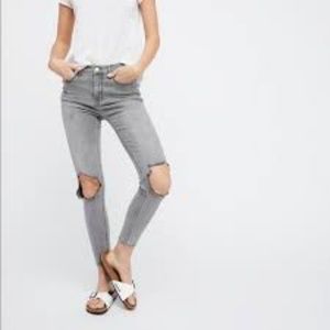 Free People Busted Knee Skinny Jeans in gray